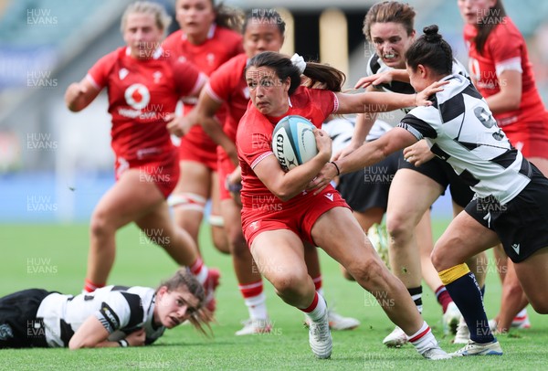 270626 - Barbarians v Wales Women - Kayleigh Powell of Wales charges for the line