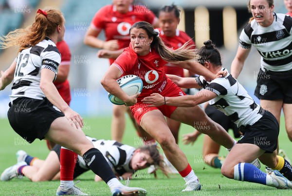270626 - Barbarians v Wales Women - Kayleigh Powell of Wales charges for the line