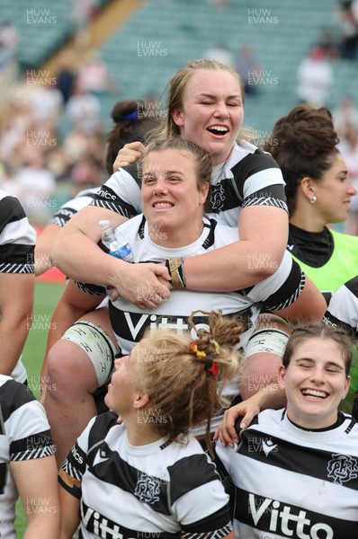 270626 - Barbarians v Wales Women - Wales international Carys Phillips of Barbarians with team mate Amy Rule of Barbarians as they pose for photographs at the end of the match