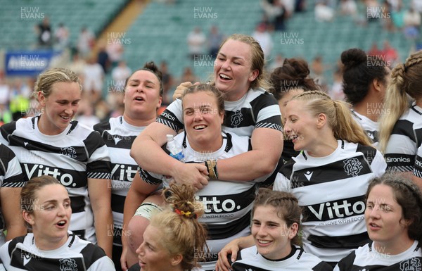 270626 - Barbarians v Wales Women - Wales international Carys Phillips of Barbarians with team mate Amy Rule of Barbarians as they pose for photographs at the end of the match