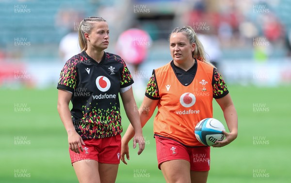 270626 - Barbarians v Wales Women - Amy Williams of Wales and Freya Bell of Wales 