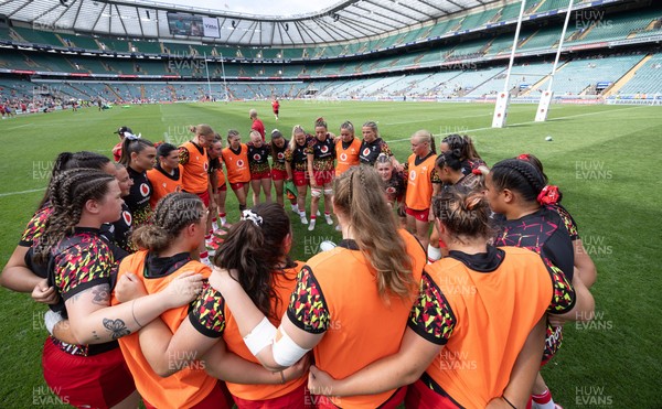 270626 - Barbarians v Wales Women - Wales huddle up at the start of the match