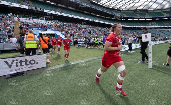 270626 - Barbarians v Wales Women - Katherine Baverstock of Wales runs out at the start of the match