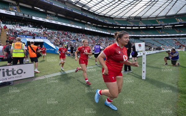 270626 - Barbarians v Wales Women - Stella Orrin of Wales runs out at the start of the match