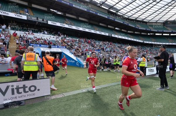 270626 - Barbarians v Wales Women - Molly Reardon of Wales runs out at the start of the match