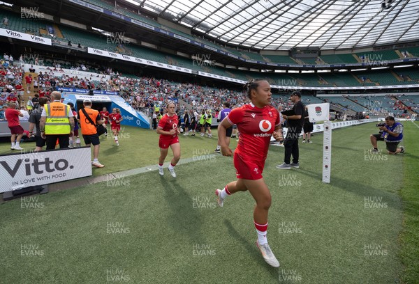 270626 - Barbarians v Wales Women - Jenna De Vera of Wales runs out at the start of the match