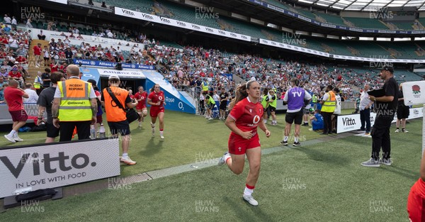 270626 - Barbarians v Wales Women - Kayleigh Powell of Walesruns out at the start of the match