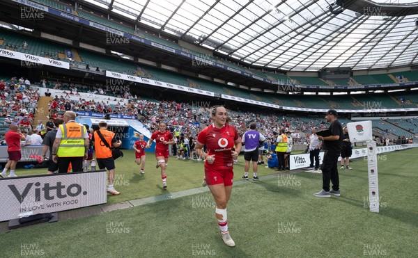 270626 - Barbarians v Wales Women - Courtney Keight of Wales runs out at the start of the match