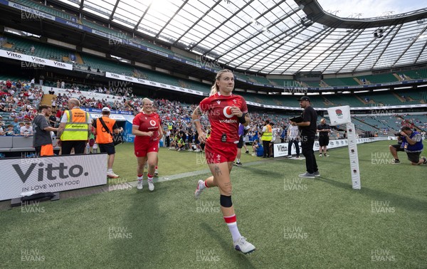 270626 - Barbarians v Wales Women - Keira Bevan of Wales runs out at the start of the match
