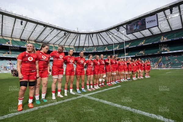 270626 - Barbarians v Wales Women - Wales line up for the anthems 