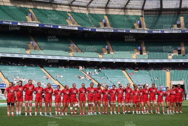 270626 - Barbarians v Wales Women - Wales line up for the anthems 