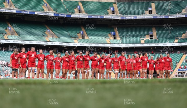 270626 - Barbarians v Wales Women - Wales line up for the anthems ahead of the match