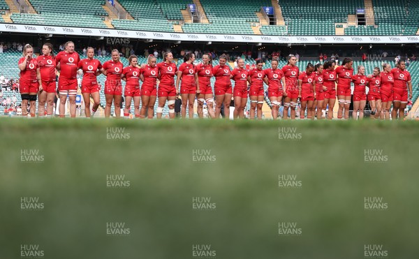 270626 - Barbarians v Wales Women - Wales line up for the anthems ahead of the match