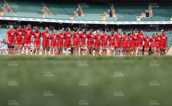 270626 - Barbarians v Wales Women - Wales line up for the anthems ahead of the match