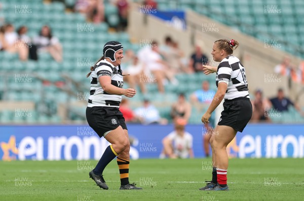 270626 - Barbarians v Wales Women - Carys Phillips of Barbarians with Emily Tuttosi of Barbarians