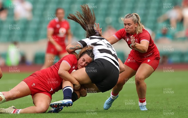 270626 - Barbarians v Wales Women - Courtney Keight of Wales puts in a tackle