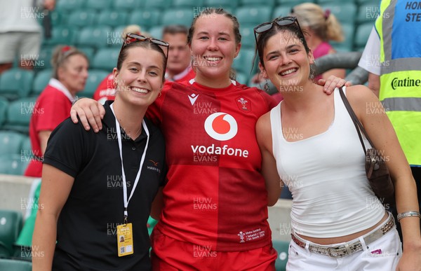 270626 - Barbarians v Wales Women - Katherine Baverstock of Wales with family and friends at the end of the match