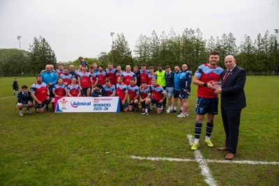 020526 - Bargoed Athletic v Bettws - Admiral National League 5 East - Bargoed captain Ben Jones receives the trophy from Roy Wilkinson District C Council Member