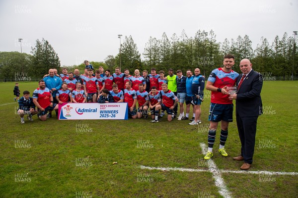 020526 - Bargoed Athletic v Bettws - Admiral National League 5 East - Bargoed captain Ben Jones receives the trophy from Roy Wilkinson District C Council Member
