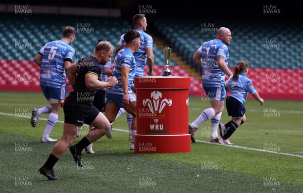 240422 - WRU Championship Cup Final � Bargoed v Neath - Teams run out onto the pitch