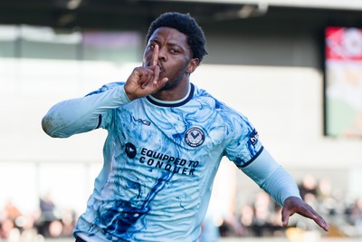 140326 - Barnet v Newport County - Sky Bet League 2 - Bobby Kamwa of Newport County celebrates his goal