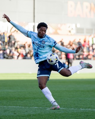 140326 - Barnet v Newport County - Sky Bet League 2 - Bobby Kamwa of Newport County in action