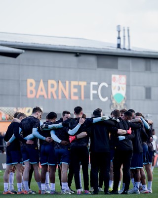 140326 - Barnet v Newport County - Sky Bet League 2 - Players of Newport County before the match