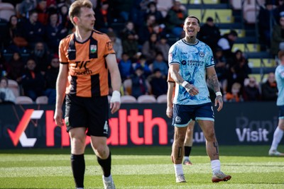 140326 - Barnet v Newport County - Sky Bet League 2 - Courtney Baker-Richardson of Newport County reacts during the match