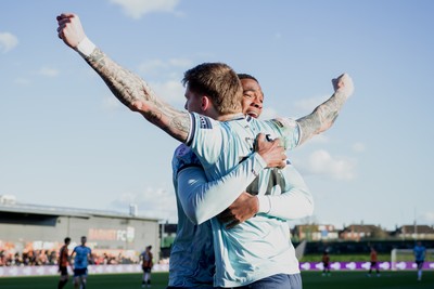 140326 - Barnet v Newport County - Sky Bet League 2 - James Crole of Newport County celebrates his goal with Tanatswa Nyakuhwa of Newport County