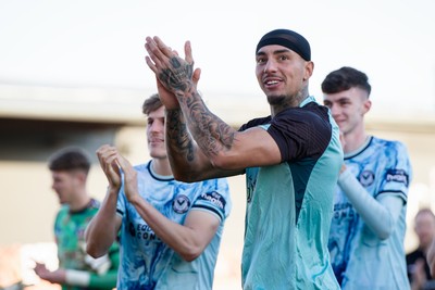 140326 - Barnet v Newport County - Sky Bet League 2 - Courtney Baker-Richardson of Newport County applauds the fans after the match