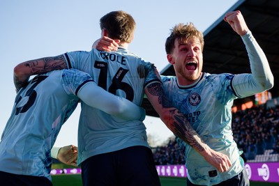 140326 - Barnet v Newport County - Sky Bet League 2 - James Crole of Newport County celebrates his goal with Tanatswa Nyakuhwa of Newport County and Ben Lloyd of Newport County