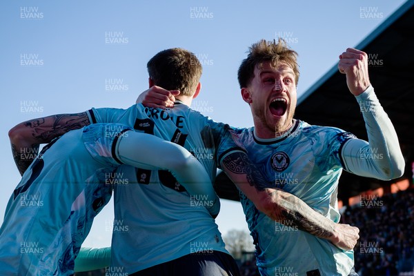 140326 - Barnet v Newport County - Sky Bet League 2 - James Crole of Newport County celebrates his goal with Ben Lloyd of Newport County