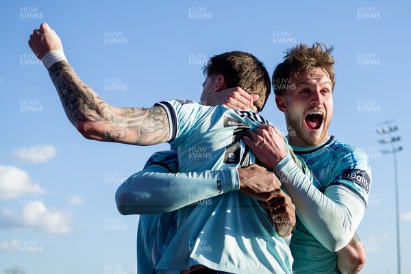 140326 - Barnet v Newport County - Sky Bet League 2 - James Crole of Newport County celebrates his goal with Ben Lloyd of Newport County