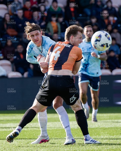 140326 - Barnet v Newport County - Sky Bet League 2 - Harrison Biggins of Newport County and Danny Collinge of Barnet in action