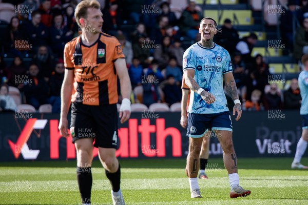140326 - Barnet v Newport County - Sky Bet League 2 - Courtney Baker-Richardson of Newport County reacts during the match