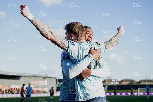 140326 - Barnet v Newport County - Sky Bet League 2 - James Crole of Newport County celebrates his goal with Tanatswa Nyakuhwa of Newport County