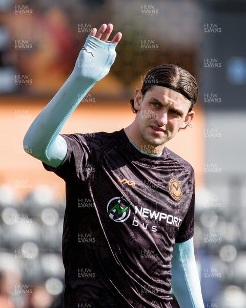 140326 - Barnet v Newport County - Sky Bet League 2 - Harrison Biggins of Newport County warming up