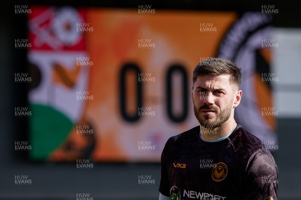 140326 - Barnet v Newport County - Sky Bet League 2 - Shaun MacDonald of Newport County warming up