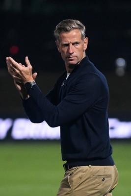 290725 - Barnet v Newport County - Carabao Cup Preliminary Round - Newport County Manager, David Hughes applauding fans at full time