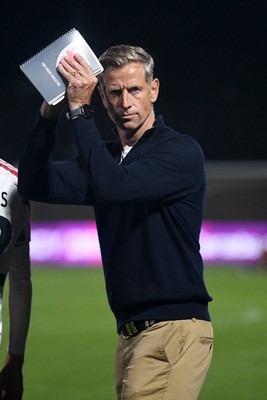 290725 - Barnet v Newport County - Carabao Cup Preliminary Round - Newport County Manager, David Hughes applauding fans at full time