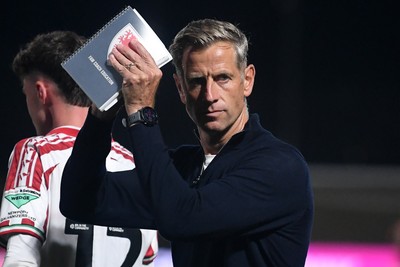 290725 - Barnet v Newport County - Carabao Cup Preliminary Round - Newport County Manager, David Hughes applauding fans at full time