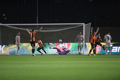 290725 - Barnet v Newport County - Carabao Cup Preliminary Round - Rhys Browne of Barnet scores a last second equaliser to send the game to penalties