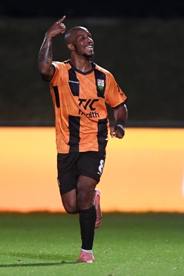290725 - Barnet v Newport County - Carabao Cup Preliminary Round - Rhys Browne of Barnet scores a last second equaliser to send the game to penalties