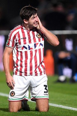 290725 - Barnet v Newport County - Carabao Cup Preliminary Round - Anthony Glennon of Newport County gestures to the away fans
