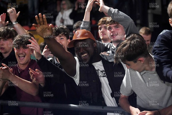 290725 - Barnet v Newport County - Carabao Cup Preliminary Round - Fans celebrate the win at full time