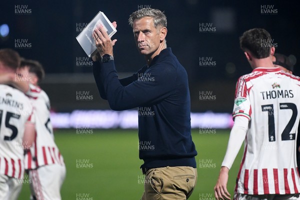 290725 - Barnet v Newport County - Carabao Cup Preliminary Round - Newport County Manager, David Hughes applauding fans at full time