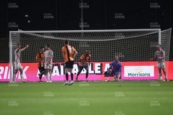 290725 - Barnet v Newport County - Carabao Cup Preliminary Round - Rhys Browne of Barnet scores a last second equaliser to send the game to penalties
