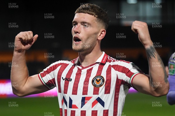 290725 - Barnet v Newport County - Carabao Cup Preliminary Round - Cameron Evans of Newport County celebrates the win at full time