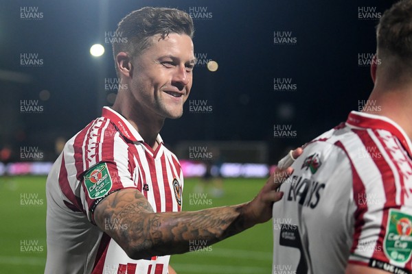 290725 - Barnet v Newport County - Carabao Cup Preliminary Round - James Clarke of Newport County celebrates the win at full time