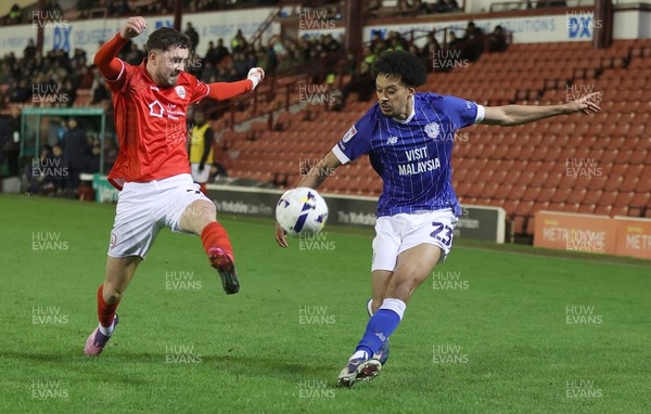100326 - Barnsley v Cardiff City - Sky Bet League 1 - Calum Scanlon of Cardiff and Corey O'Keeffe of Barnsley